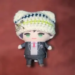 《白×青×黄緑》にじぱぺっと ぬい服 10cm 猫耳ニット帽 安全ピン ビーズ