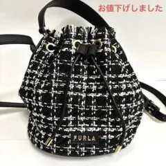極美品】FURLA コロナ 巾着 ショルダーバッグ 2way デニム ゴールド 