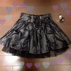 【値下げ】ハイウエスト レザー風スカート 送料込み