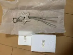Dior 星型レザーキーホルダー グレー