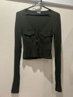 DIESEL カーキリブニット　ショート丈　長袖　新品　未使用