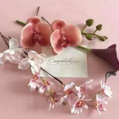 ヘッドパーツ　ヘッドドレス　フラワー髪飾り　カラーリリー　胡蝶蘭　ボルドー