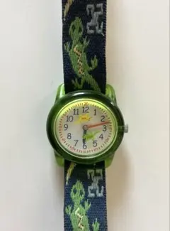 TIMEXキッズ用 アナログ腕時計 トカゲ柄 グリーン