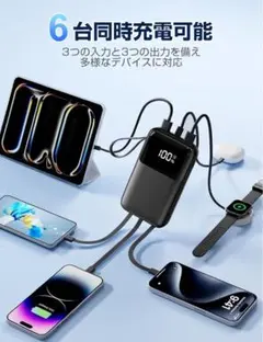 30000mAh 大容量 モバイルバッテリー 6台充電 急速対応 高性能 未開封