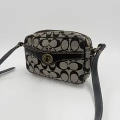 COACH コーチ シグネチャー ショルダーバッグ 黒　キャンバス 854