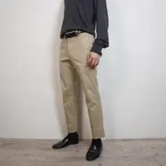 Factelier コットンチノスラックスパンツ 無地 ベージュ/CZ42