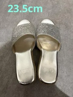 シルバー グリッター ウェッジサンダル