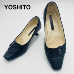 YOSHITO パンプス 23.5cm ブラック 黒 スクエアトゥ ベルト飾りのサムネイル