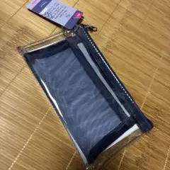 推し色クリアポーチ ブルー メッシュポケット付 クリアケース　青