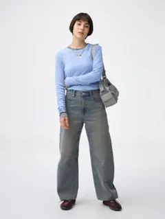 【新品】GU バレルレッグジーンズ B+EC 丈短め Lサイズのサムネイル