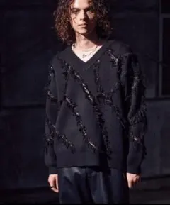 未使用新品未開封　Casperjohn スラッシュクラッシュニット　ブラック　M