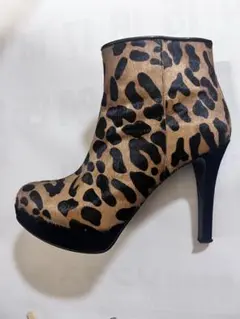 レオパード柄 ポニー ショートブーツ