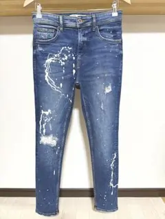 伸縮性強め 柔らかめ ZARA MAN ストライプ ストレッチ デニム