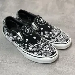 【美品】VANS スカル バンダナ柄 スリッポン ペイズリー ブラック 27