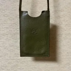 Burberry オリーブグリーン レザー フラグメントケース