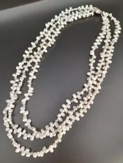 淡水本真珠パールネックレス キラキラ デザイン 3連 お洒落