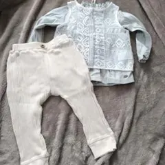 レース付きトップスとパンツセット 100
