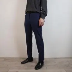 LANVIN シングルノータックスラックスパンツ ウール 青/VW484のサムネイル