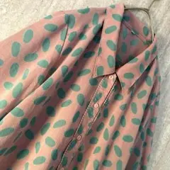 ヴィンテージ ブラウス 半袖 レトロ レース ガーリー ドット くすみピンク