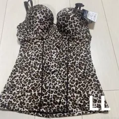 (LL)豹柄　シェイプキャミソール　パット付き