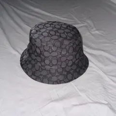 COACH シグネチャー キャンバス レザー バケットハット ブラックP/S