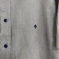 R.NEWBOLD チェック半袖シャツ M 紺グレー ロゴ刺繍 美品のサムネイル