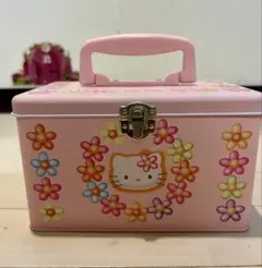 【希少】サンリオ ハローキティ 花柄 レトロ缶 ボックス　トランクケース　BOX