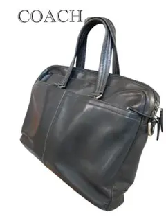 COACH コーチ ビジネスバッグ 大きめ 大容量A4 PC ネイビー レザー