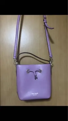 ピンク レザー クロスボディ2way 巾着型ショルダーバッグ