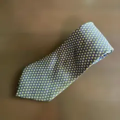 HERMES 紺色×黄色円形模様ネクタイ