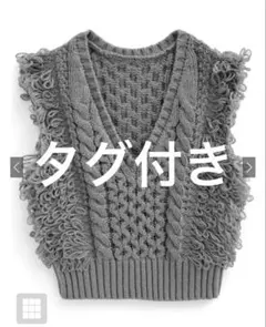 【新品未使用】フリンジケーブルニットベスト dpk394 グレー