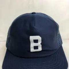 【USA製】USA古着　B　アメリカ企業　ビンテージ　メッシュキャップ　ネイビー