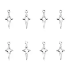 金属チャーム　キラキラ星　シルバー　８個