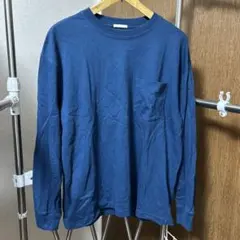 GU ブルー長袖カットソー Mサイズ ポケット付き