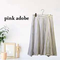 zG1152【M】pink adobe プリーツ風 ストライプ柄 ベルトループ