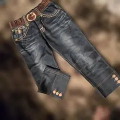 転写ストレッチダークブルーストレートレッグデニム　М