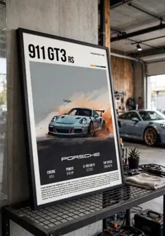 PORSCHE 911 GT3 RS ポスター 額装済み ポルシェ