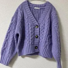 まー様⭐︎薄紫 ケーブルニット カーディガン