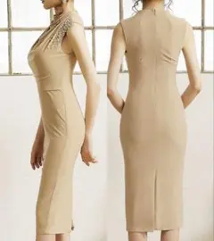 Veautt ヴュート ベージュ ドレープデザイン ドレス