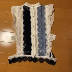 レースタンクトップ 青 白 黒