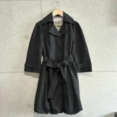 【美品】トレンチコート ウエストベルト付き バルーン ブラック