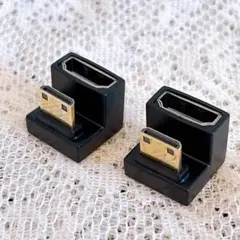 180度角度付きMini HDMIオス-HDMIメスアダプター 2個 U字