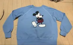 80s ディズニー ミッキーマウス スウェット ラグラン　水色　白足