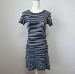 ジーユー/ボーダー/ワンピース/ミニ丈/半袖/M/綿/リゾート