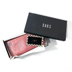 daks ダックス 長財布 レザー L字ファスナー ペイズリー柄 エンボス
