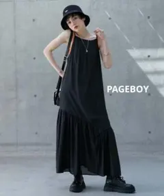 PAGEBOY ティアードキャミワンピース　ブラック レディース