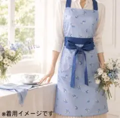 NITORI ニトリ 首掛エプロン 花レモン ブルー 110×87 ポケット付きのサムネイル