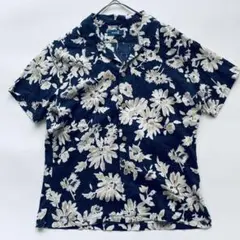 45rpm 花柄 半袖 オープンカラーシャツ ネイビー Mサイズ 日本製のサムネイル