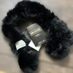 新品未使用タグ付き ラビットファー マフラー ブラック リアルファー クミキョク