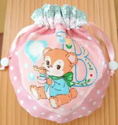 ハンドメイド まんまる巾着 ミニ巾着 ピンク 水玉　日本製生地